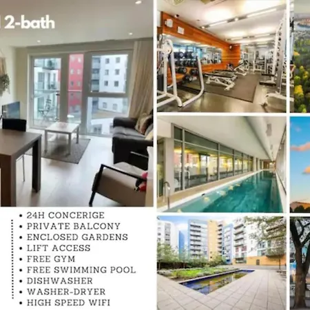 2bed 2bath -pool, Balcony, Gym Lift London