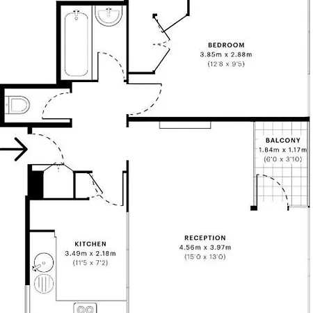 Apartment 1-double Bedroom Aparment In *