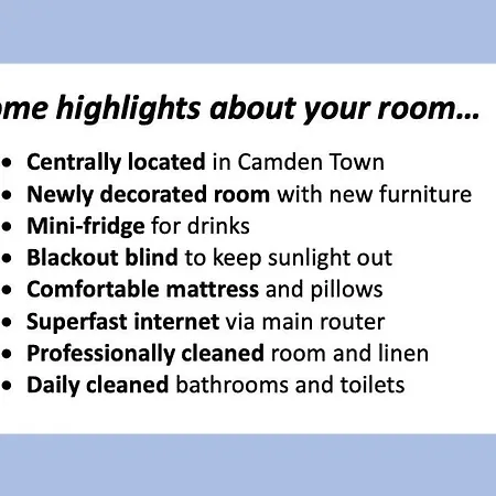 Luxury In Camden Town Near Shops, Cafes, Bars & Metro With Shared Bathrooms * Londen