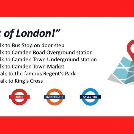 Luxury In Camden Town Near Shops, Cafes, Bars & Metro With Shared Bathrooms * Londen