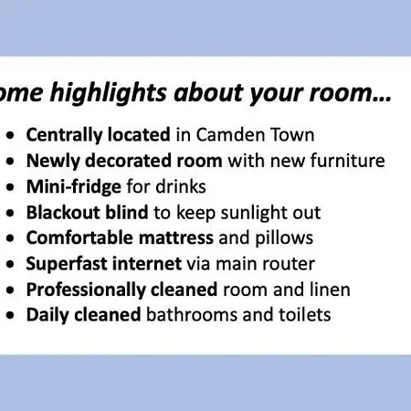 Stylish 1-minute Walk To Camden Town Metro, Shops, Cafes, Bars & Restaurants With Shared Bathrooms Accommodatie bij particulieren *